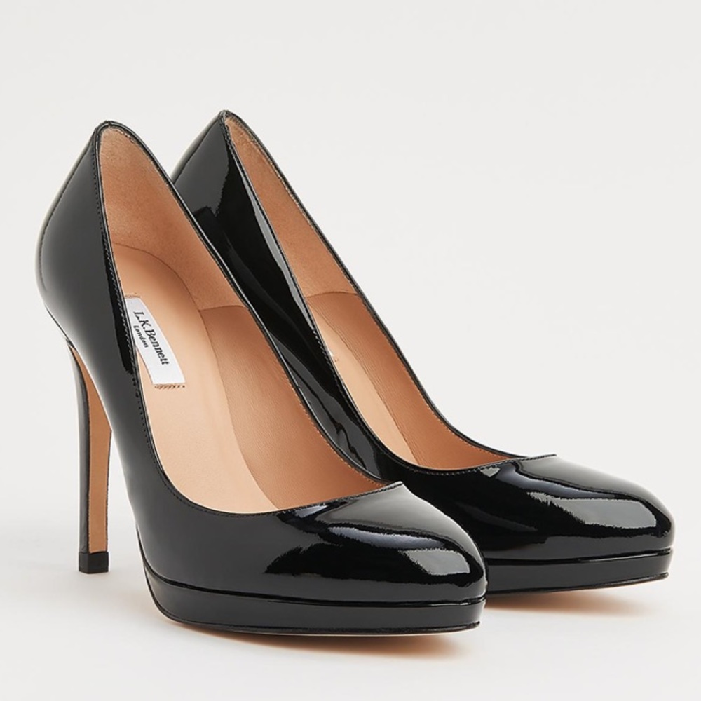 GUC LK Bennett Sledge Black Patent Platform Pumps